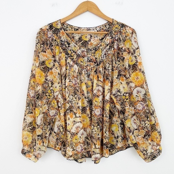 Free People We the Free Cool Meadow Boho Printed Button Down Top Size Small - Picture 3 of 16